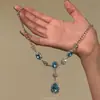 Colar Pingente Flor Dopamina com Contas Corrente de Clavícula Doce Fresca de Verão Versátil Moda Joia de Nicho para Mulheres