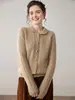 26 Novos Suéteres de Cashmere Puro para Outono e Inverno com Gola Polo Trançada, Cardigã Espesso, Blusa de Manga Longa, Tricô, Jaqueta Suéter