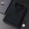 Camiseta de manga corta para hombre, fina, con solapa, de seda helada, manga media, polo para papá, una pieza para hombre, entrega