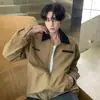 Chaqueta de cuello camisero estilo coreano para hombre, nuevo modelo 2026, marca de tendencia estilo americano de corte holgado, casual y versátil, chaqueta de algodón lavado