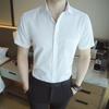 Verano Nueva Camisa de Manga Corta para Hombre Juvenil Business Casual Estampado a Rayas Ajuste Business Camisa para Hombre
