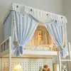 Cama litera de dormitorio estilo encaje para estudiantes cremallera universal floral fresca a prueba de mosquitos cama individual retráctil cortina blackout fuerte
