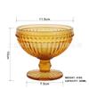 Estilo europeu em relevo alto pé cor listra vertical Diamond Glass Bowl sobremesa tigela sorvete copo aveia café da manhã milkshake copo