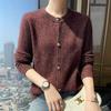 Suéter cárdigan de cachemira para mujer, abrigo de cuello redondo, elegante, combinable con todo, de lana, para otoño e invierno.