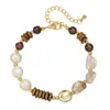 Estilo Nuevo Otoño e Invierno Estilo Keluli Piedra Ojo de Tigre, Piedra Cristal de Cabello, Pulsera de Perlas de Agua Dulce, Pulsera de Lujo Ligero de Alta Gama, En Stock