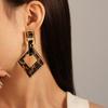 Brincos Quadrados Geométricos Estampa de Leopardo Acrílico Retrô Outono e Inverno Europeus e Americanos Simples Nicho de Luxo Elegantes para Mulheres