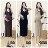 Vestido para grávidas 2024 Verão novo estilo coreano moderno cor contrastante moderno temperamento de mãe justo modelador saia de tricô