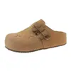 Suela gruesa tacón oculto estrella zapatos Birkenstock punta cerrada media pantufla ropa exterior para mujer 2026 nueva primavera lazo zapatos Birkenstock