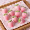 Acessórios de Joias de Resina DIY de Morango Rosa Fofo Pingente de Chaveiro Decoração de Beleza para Carro Patch