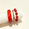 El más vendido en Europa y América, pulsera de resina degradada, pulsera de cuentas metálicas en capas, juego de tres piezas con accesorios de diseño único