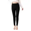 100% lã, quentes, calça de algodão estilo Nordeste, extra grossa, leggings forradas com lã de cordeiro para mulheres, outono/inverno, forradas com fleece, espessadas, cintura alta, para usar em camadas