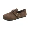 Hebilla de cinturón para mujer 2026, zapatos estilo Birkenstock, zuecos con forro de felpa, estilo retro francés versátil nuevo para otoño e invierno