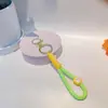 Lanyard de garra de gato de borracha macia de desenho animado pingente de chaveiro de carro acessórios de chaveiro de cor de doce macaron fofo decoração de bolsa