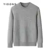Suéter sencillo de punto liso de 7 puntos con cuello redondo para hombre, con estampado floral y grosor adicional, nuevo jersey de cachemira informal de punto