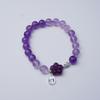 Pulseira de Contas de Ametista Lavanda para Mulheres, Feita à Mão, Moderna, Pingente Auspicioso, Pulseira de Cristal, Joias por Atacado