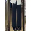 Jeans Rectos Negros para Mujer, Invierno Forrados de Felpa, Talla Grande, Corte Holgado, Adelgazantes, Cuerpo en Forma de Pera, Pantalones de Pierna Ancha Estrecha