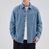 Nueva colección otoño/invierno 2026: Camisa retro de estilo japonés con retazos y manga larga, camisa de trabajo, prenda exterior casual de estilo americano holgada