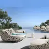 Sofá Tejido de Ratán Nórdico para Exteriores, Sofá de Ocio para Exteriores, Balcón, Protección Impermeable contra el Sol, Muebles de Jardín y Terraza Individuales y Dobles