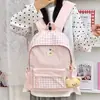 Mochila xadrez fresca e simples para alunos do ensino fundamental II e médio, grande capacidade, estilo coreano, design de nicho, mochila minimalista para o dia a dia