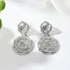 Aretes Colgantes de Borla de Corazón de Flor Redonda de Moda Transfronteriza Europea y Americana, Femeninos Versátiles Estilo Ins, Aretes de Aleación