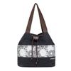 Bolso de mujer de estilo étnico de moda simple, estampado, moderno, estilo coreano, bolso de hombro para mujer, cierre con cordón, portátil, bolsa de tela para estudiante