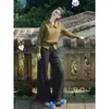 Conjunto de Tricô Estilo Lady Calça Wide Leg para Mulheres 2025 Novo Primavera e Outono High-End Efeito Emagrecedor Conjunto de Duas Peças