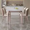 Juego de mesa y sillas de comedor de pizarra de lujo ligero estilo italiano para casas pequeñas, mesa de comedor rectangular simple con patas de elefante
