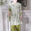 Familia Algodón Seda 2026 Nuevo Estilo Chino Pijama de Algodón Seda para Mujer, Conjunto de Manga Corta de Algodón Artificial Estilo Chino, Se Puede Usar Afuera, Estilo Delgado