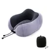 Almofada Personalizada em Espuma de Memória em Formato U Portátil para Viagem Conjunto de Três Peças Almofada Cervical com Opção de Impressão de Logo Tecido Magnético Almofada U para Avião