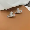 Brincos Imperatriz Saturno Versão Alta Brincos Planeta Diamante Brincos Versáteis Clássicos Vivian Atacado de Fábrica