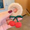 Acessórios de Cabelo Infantis para Outono e Inverno Argola de Cabelo Argola de Cabelo de Pelúcia Cereja Fofa Acessórios de Cabelo para Meninas Acessórios de Cabelo Bola Corda de Cabelo Infantil