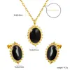 Pendientes y Collar con Piedra Ojo de Gato Ovalada Minimalista de Tendencia Europea y Americana Acero Inoxidable Juego de Joyería de Alta Gama Venta al por Mayor