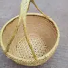 Cesta de frutas de armazenamento tecida à mão de bambu cesta de bambu cesta redonda utensílios de bambu cesta suspensa cesta de ovos tecelagem.