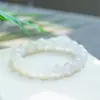 Pulsera de Ágata Blanco Natural Calcedonia de Hielo Círculo Único Lichi Pulsera Congelada Cristal Blanco Regalo para Novia Venta al por Mayor en Stock