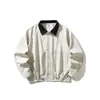 RUMENG Marca Japonesa de Moda Retro Bloque de Color Estructurado Solapa Chaqueta de Trabajo para Hombre Otoño Versátil Holgada Chaqueta Bomber