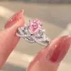 Versa Douyin Transmisión en Vivo Corona de Rubí Imitación Anillo de Corindón Rojo Joyería de Piedras Preciosas de Colores de Lujo para Mujer Forma de Gota de Agua Pera