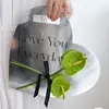 Caixa de Presente com Flores, Bolsa de Mão Floral em Formato de Coração, Bolsa com Buquê de Rosa Única, Cartão Floral de Mão com Espelho