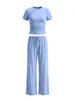 Ropa Casual Recta Holgada Estilo Europeo y Americano para Mujer, Nueva Ropa Deportiva Transfronteriza para Correr, Entrenamiento, Fitness, Pilates, Pantalones Largos y Top Deportivos