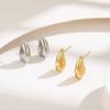 Aretes Europeos y Americanos con Diseño Transfronterizo, Patrón Martillado, Gota de Agua, Acero de Titanio para Mujer, Sensación de Alta Gama, Aretes Viento Frío, Accesorios Versátiles para Celebridad de Internet