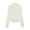 Blusa Wanwei Estilo Francês Gola V para Mulheres Outono 2026 Nova Gola Alta Gola Camada Cruzada Envolvente Tricô Manga Longa P6043