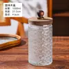 Frasco de Vidrio Sellado con Relieve, Botella para Almacenamiento de Granos y Productos Secos, Tapa de Madera de Bambú de Gran Capacidad, Botella Vacía de Boca Ancha para Almacenamiento de Alimentos