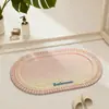 Alfombrilla de Piso de Lino y Barro de Diatomeas, Alfombrilla de Piso de Baño Estilo Crema, Absorbente de Agua para el Hogar, Secado Rápido, Alfombrilla Antideslizante para Pies, Alfombrilla para Puerta de Entrada