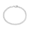 Pulsera Minimalista de Moda Europea y Americana, Pulsera Chapada en Oro de Plata 925, Cadena de 4 mm Uno a Uno para Mujer