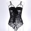 Saia sexy conjugada transfronteiriça com suspensórios roupas sexy fio de malha feminina Europa e Estados Unidos tentação de renda aberta camisola atacado 2013
