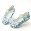 Zapatos de Princesa para Niños 2026 Modelo Nuevo Zapatos para Niños Mayores con Moño Zapatos de Baile con Velcro para Niñas Plateados Zapatos Individuales Modernos