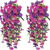 Flores Artificiales de Exterior, Gloria de la Mañana de Eucalipto, Flores Artificiales, Flores de Seda, Fotografía de Bodas en Casa, Decoración de Paisajismo, Colgante de Pared de Ratán