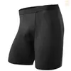 Roupa Íntima Esportiva Masculina, Anti-Assadura, Comprimento Estendido, Pernas Anti-Assadura, Malha de Seda Gelada, Tamanho Grande, Respirável, Secagem Rápida, Cueca Boxer Esportiva de Cintura Média