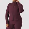 Chaqueta con Cuello Alto y Cremallera Estilo Europeo y Americano para Mujeres de Tallas Grandes, Ropa de Yoga, Top Ajustado de Manga Larga, Chaqueta Deportiva Oversize para Correr