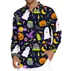 Camisas Masculinas Série Halloween Europeia e Americana 2025 Novas Camisas de Manga Longa Estampagem Digital 3D Camisas Coloridas para Homens