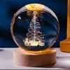 Explosiones transfronterizas Bola de cristal luminosa USB 3D tallada Regalos creativos Adornos de escritorio Bola de cristal Luz nocturna
